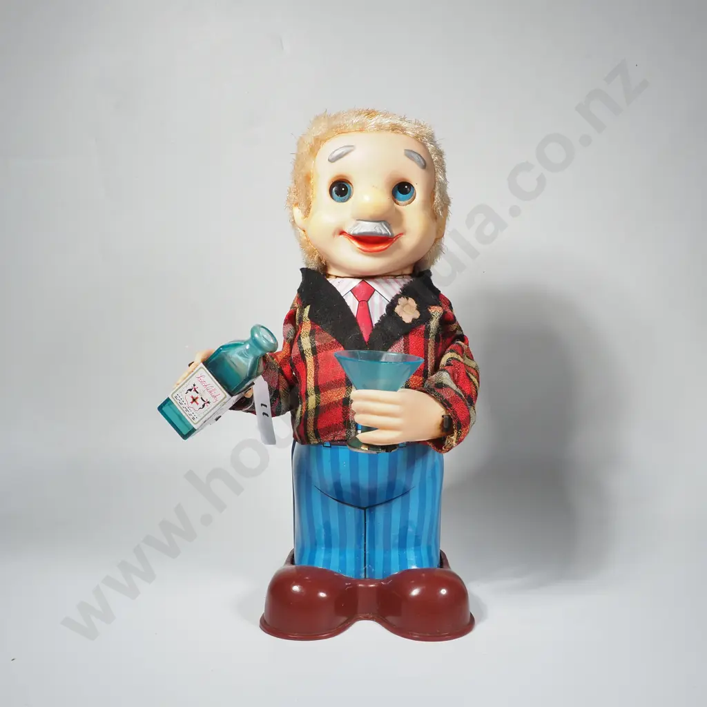 Japanese Tin Toy 'Blushing Willy' - Battery Operated w When Turned on His Face Turns Red & He Shakes His Cocktail Shaker Image 1++