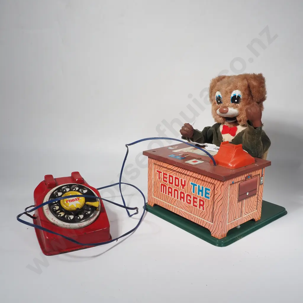 Japanese Cragstoan Teddy The Manager Telephone Battery Operated Tin Toy from Japan Image 1++