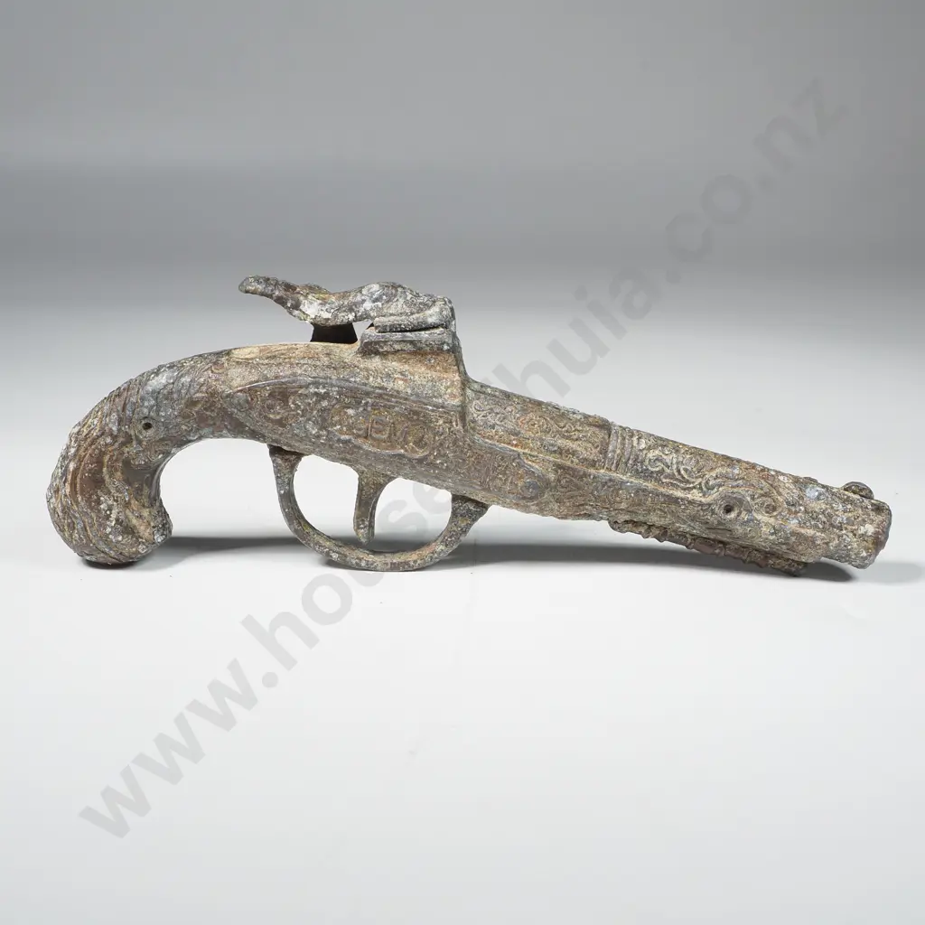 Vintage GEM Cast Metal Toy Flintlock Pistol, Heavily Corroded Image 1++