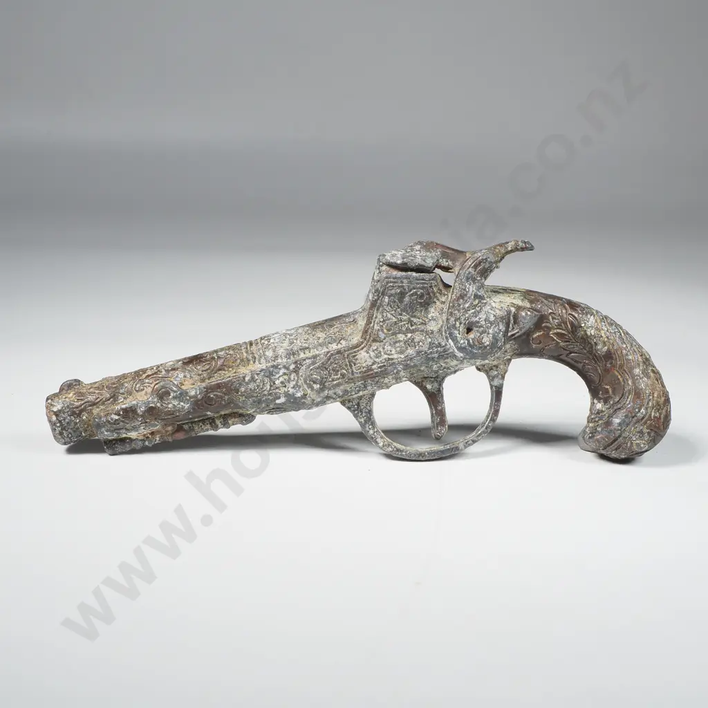 Vintage GEM Cast Metal Toy Flintlock Pistol, Heavily Corroded Image 1++