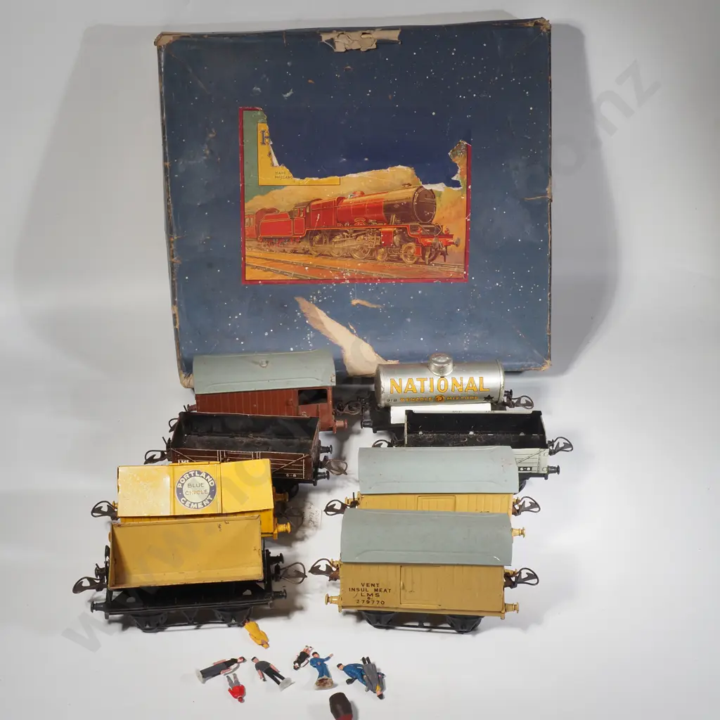Hornby O Gauge Wagons, Tankers, Cement Wagon & An Empty Hornby Train Box Image 1++