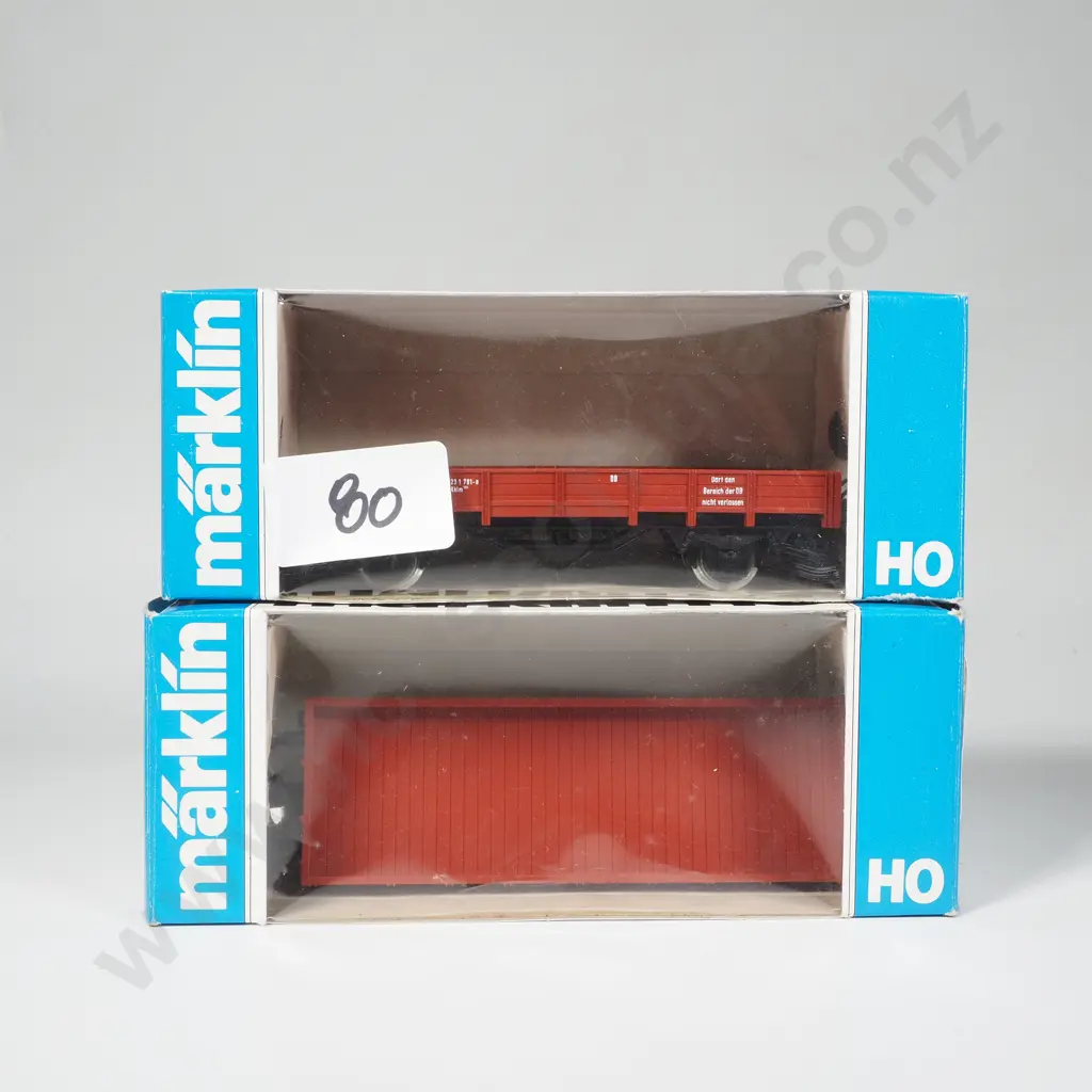 Two Marklin HO Scale 4423 Low Side Gondola Wagons, As New in Box Image 1++