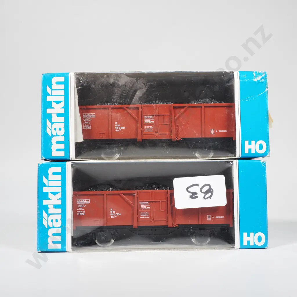 Two Marklin 4431 HO Scale Gondolas with Coal Load Deutsche Bundesbahn DB Image 1++
