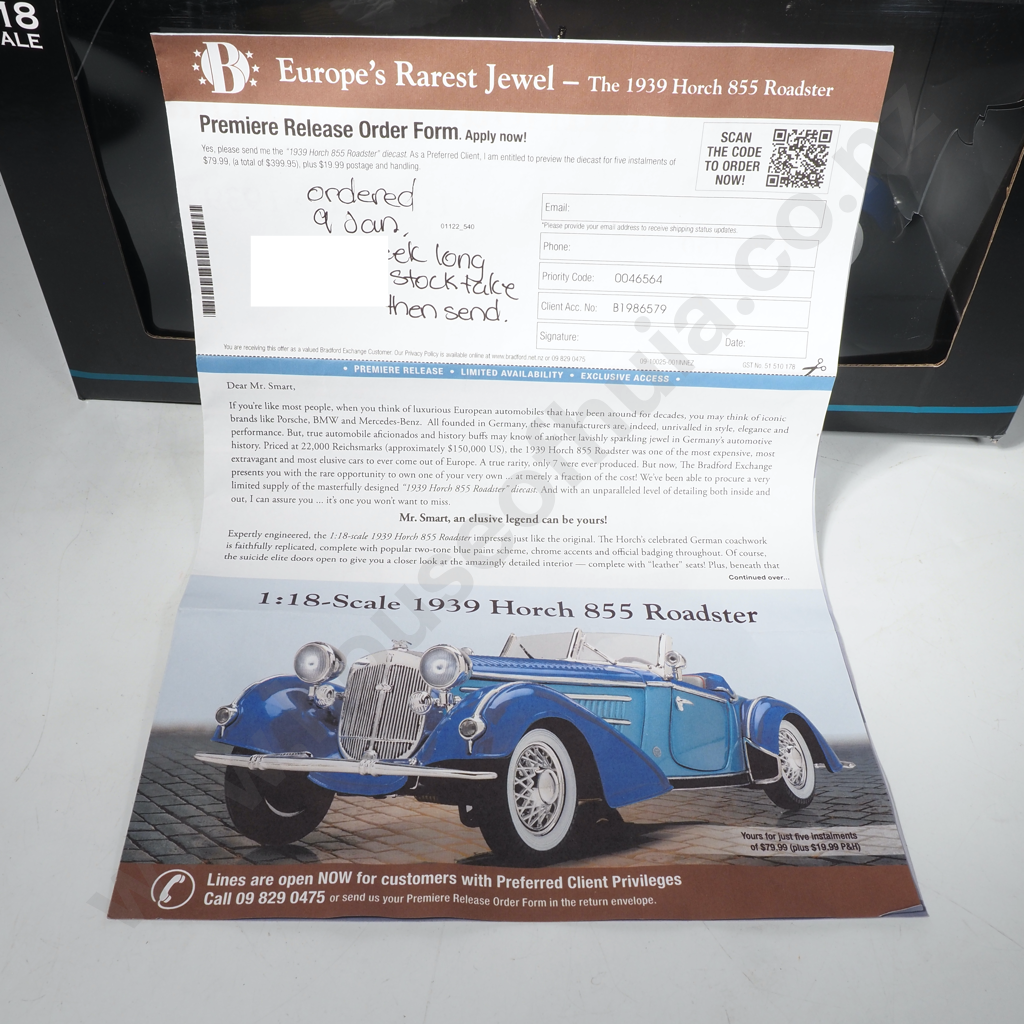 1939 Horch 855 Roadster - European Collectibles 1:18 Image 1++