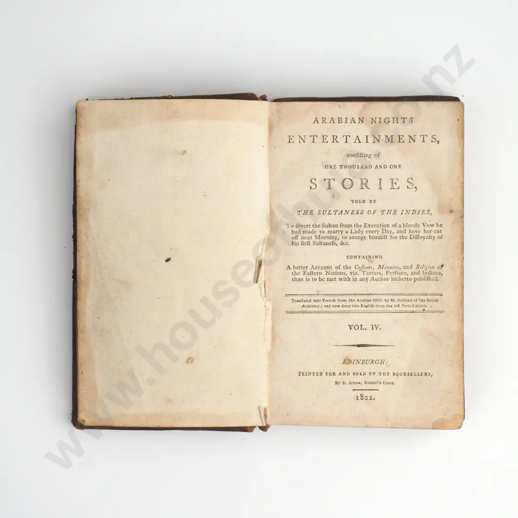 Gallard, M - Arabian Nights Entertainments, Vol 4, D. Shaw, Riddell's Court. Edinburgh, 1802 Image 1++