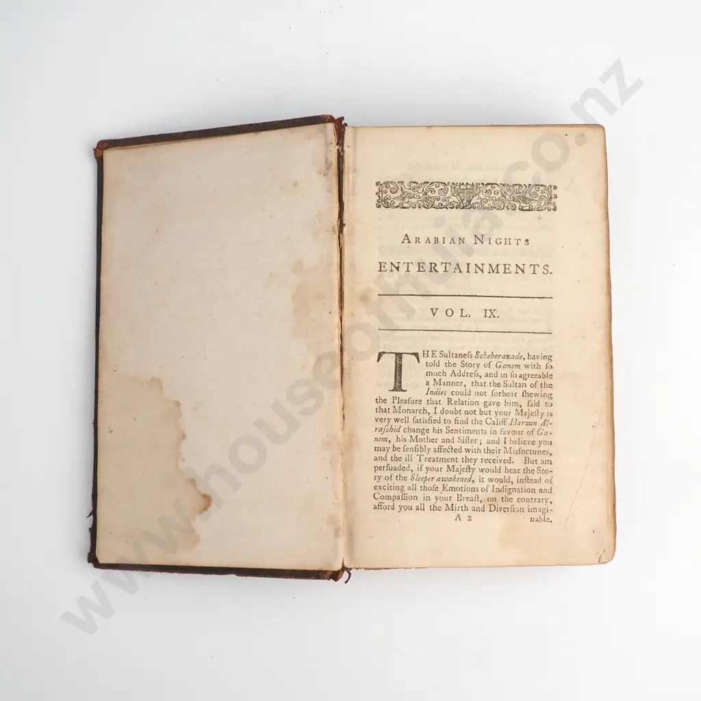 Arabian Nights Entertainments, Vol 9, T & T Longman, in Perter-nofter-Row, circa 1750's Image 1++