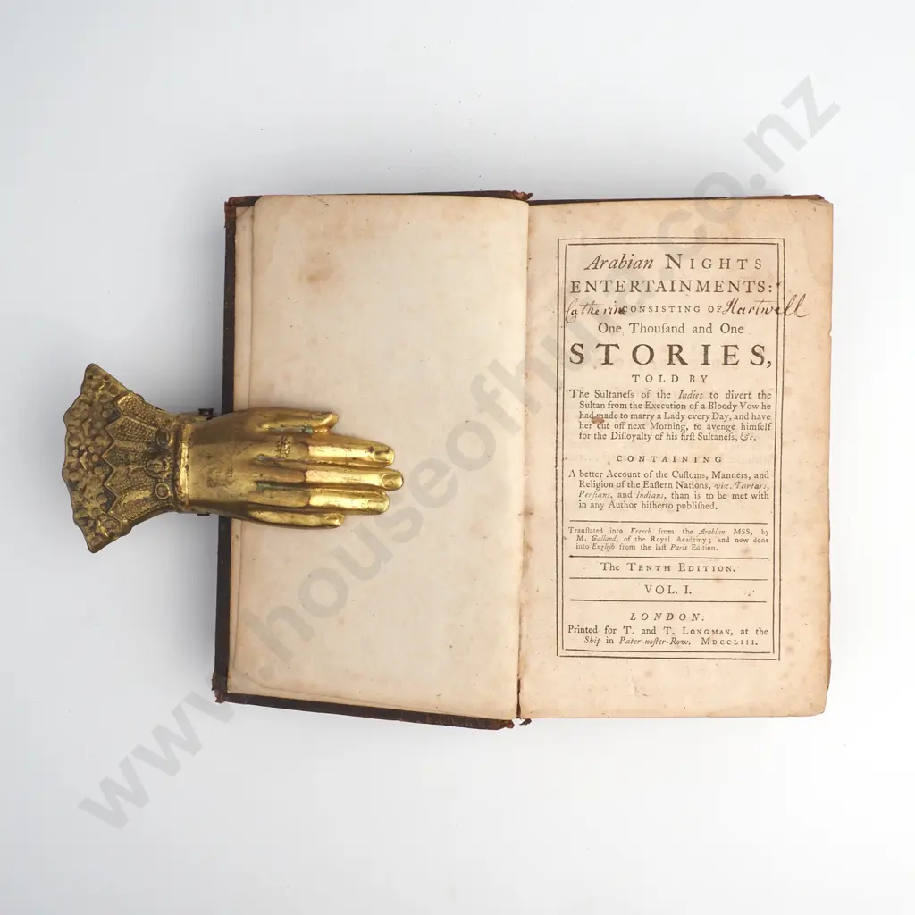 Gallard, M - Arabian Nights Entertainments, Vol 1, Tenth Edition, T. & T. Longman at the ship in Pater-nofter Row, 1753 Image 1++