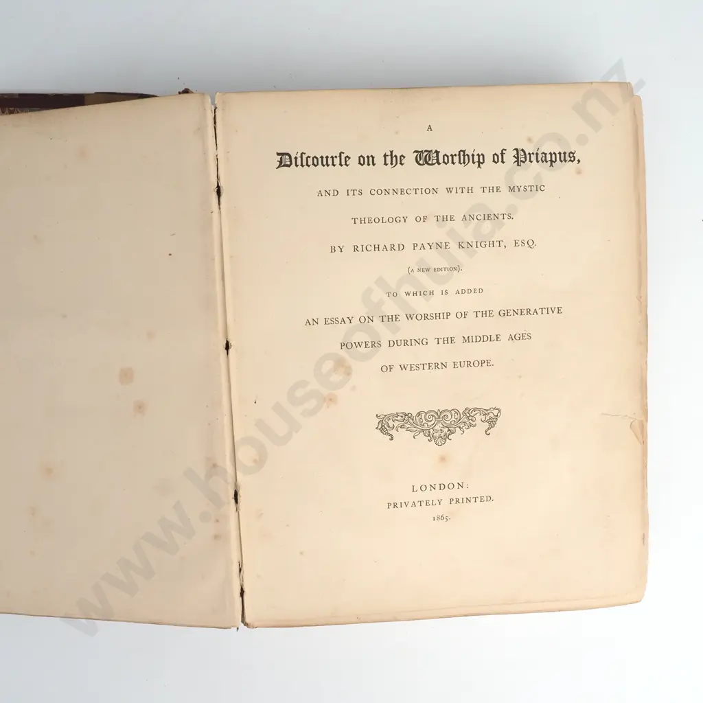 Knight, Richard Payne - A Discourse on the Worship of Priapus, Privately Printed, 1865 Image 1++