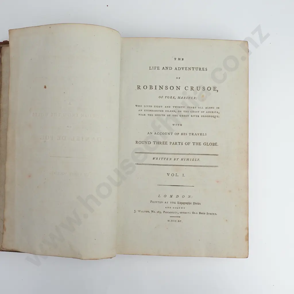 De Foe, Daniel - The Life and Adventures of Robinson Crusoe, vol. 1 , 2 & 3, Logographic Press, London, 1790 Image 1++