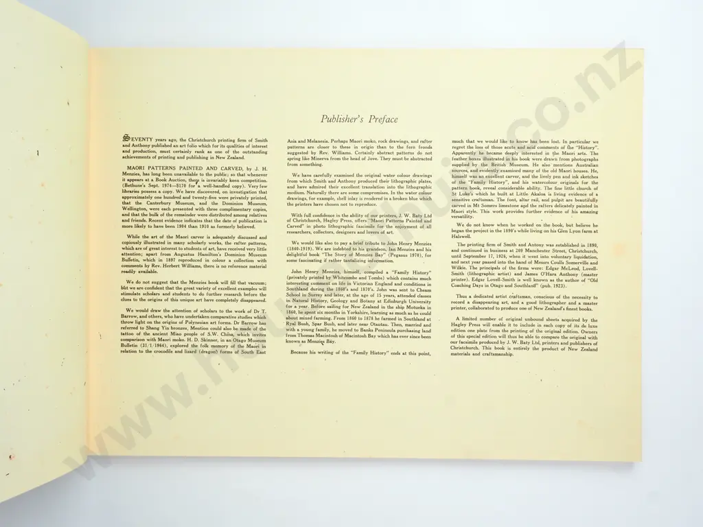 Menzies, J. H. - Maori Patterns Painted & Carved ,Facsimile Edition, Hagley Press, 1975 Image 1++