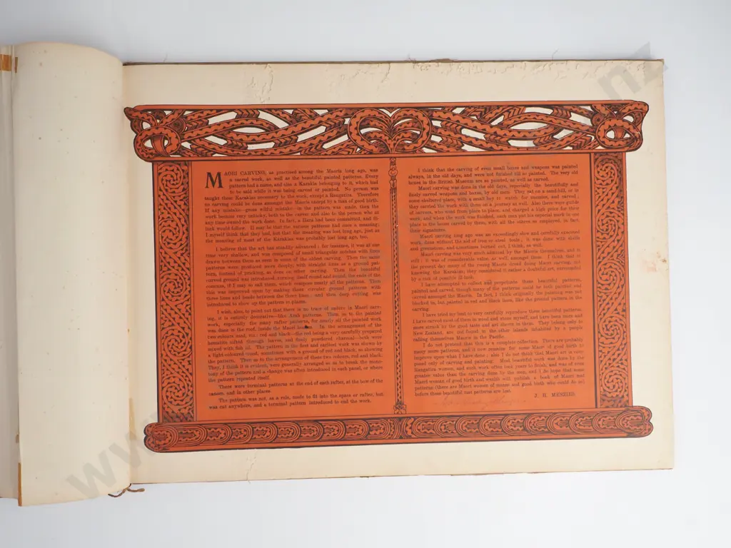 Rare First Edition of The Book "Maori Patterns Painted & Carved" By J H Menzies, Publisher ChCh Smith and Anthony,1910 Image 1++