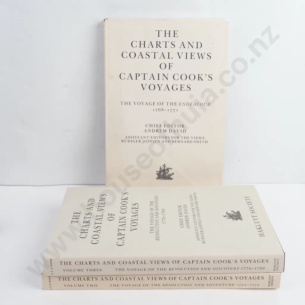 David, Andrew - The Charts & Coastal Views of Captain Cook's Voyages, Volumes 1, 2 & 3, Hakluyt Society, UK, 1992 Image 1++