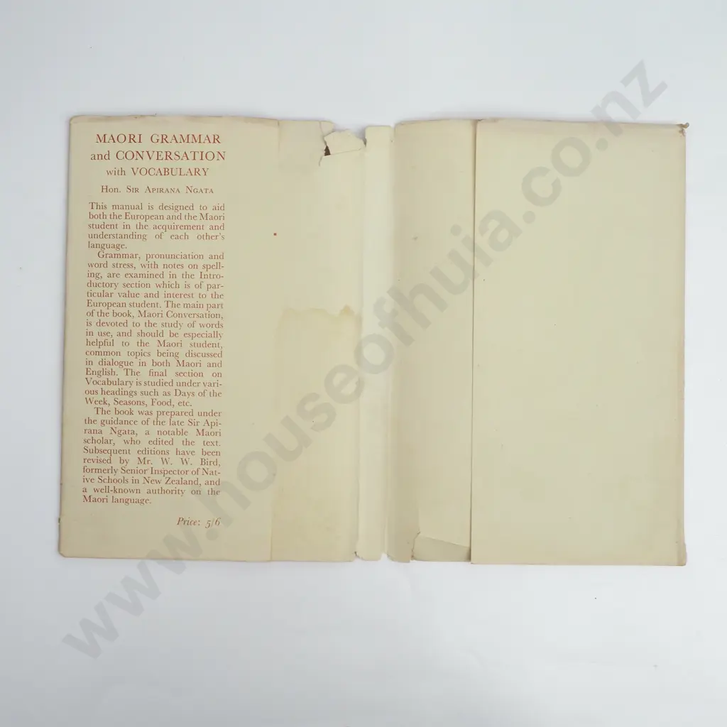 Ngata, Apirana, Hon. Sir - Maori Grammar and Conversation, 7th Edition, Whitcombe & Tombs Ltd, 1953 Image 1++