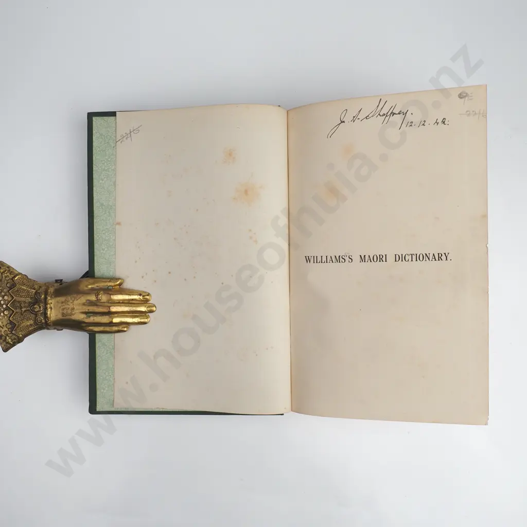 Williams, Herbert - A Dictionary of the Maori Language, Marcus F. Marks, Government Printer, 1921 Image 1++