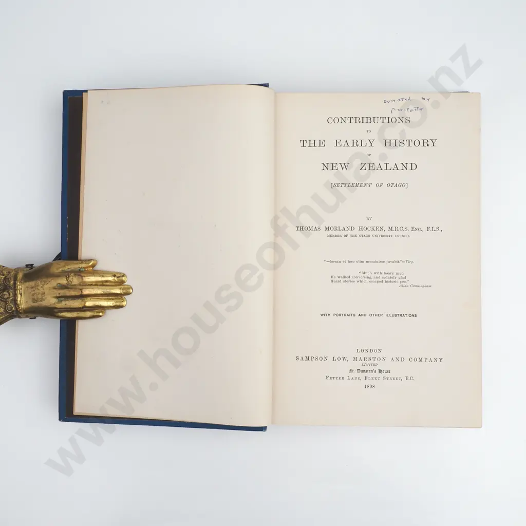 Hocken, Dr T. M. - Contributions to the Early History of New Zealand, Sampson Low, Marston & Co. 1898 Image 1++