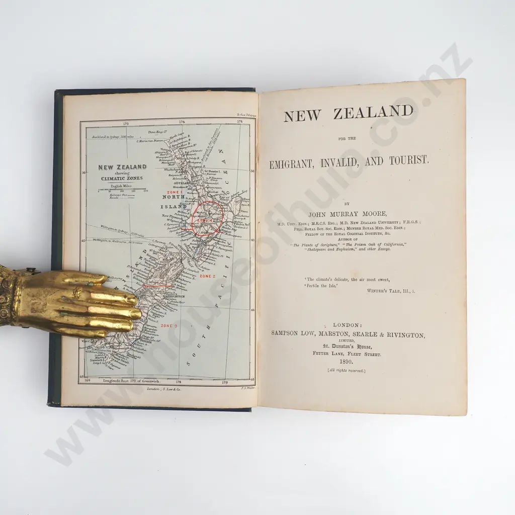 Moore, John Murray - New Zealand for the Emigrant, Invalid, and Tourist, Sampson Low, 1890 Image 1++