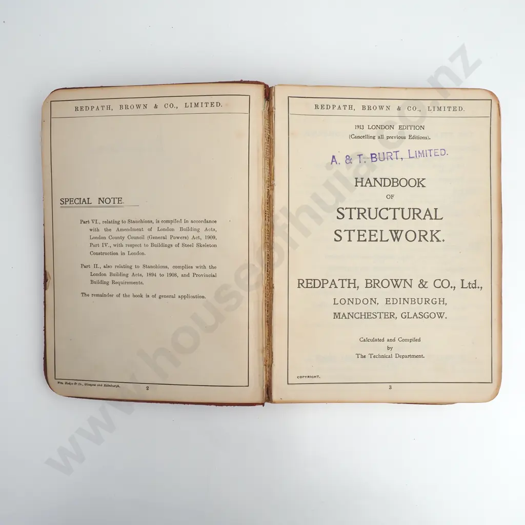 Redpath, Brown & Co Ltd. London, Handbook of Structural Steelwork, London Edition 1913 Image 1++