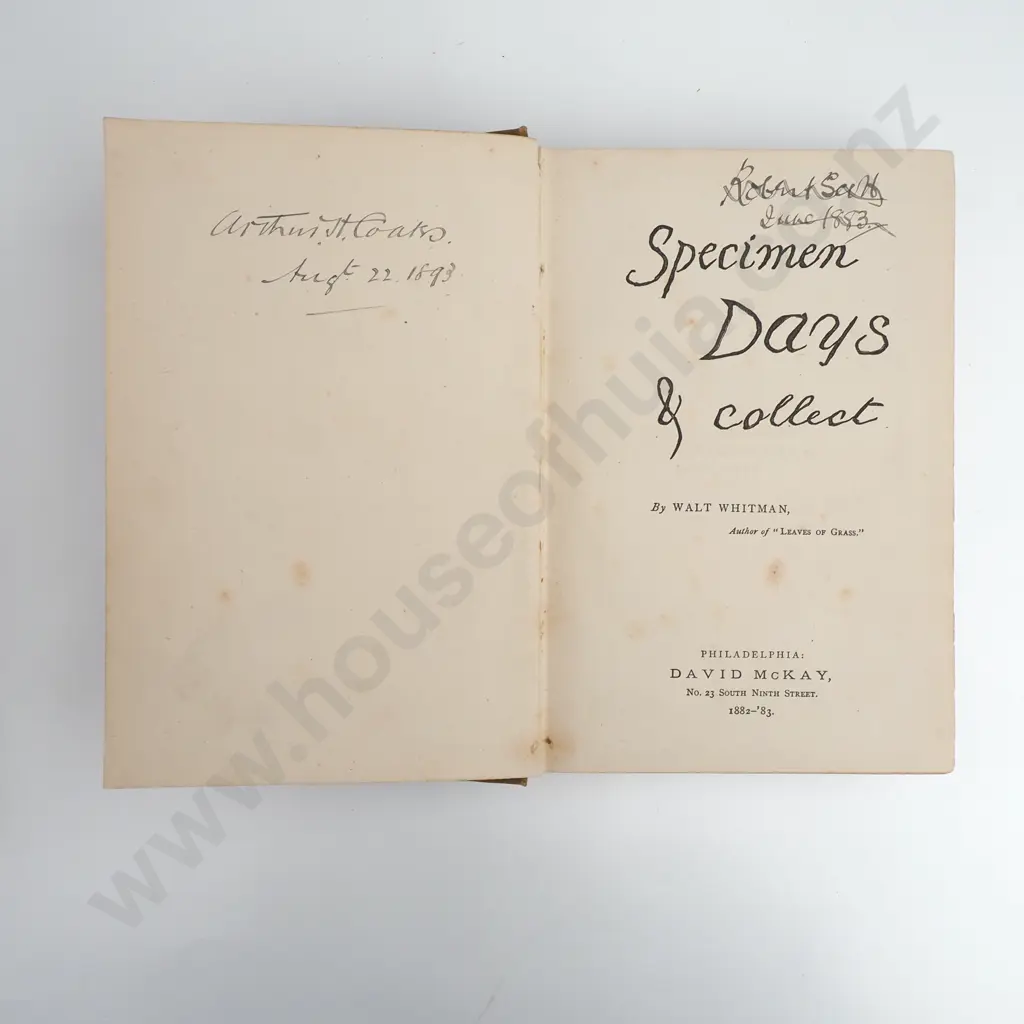 Whitman, Walt - Leaves of Grass, Author's Copyright Edition, London, David Bogue 1881 & Specimen Days & Collect, 1882 Image 1++