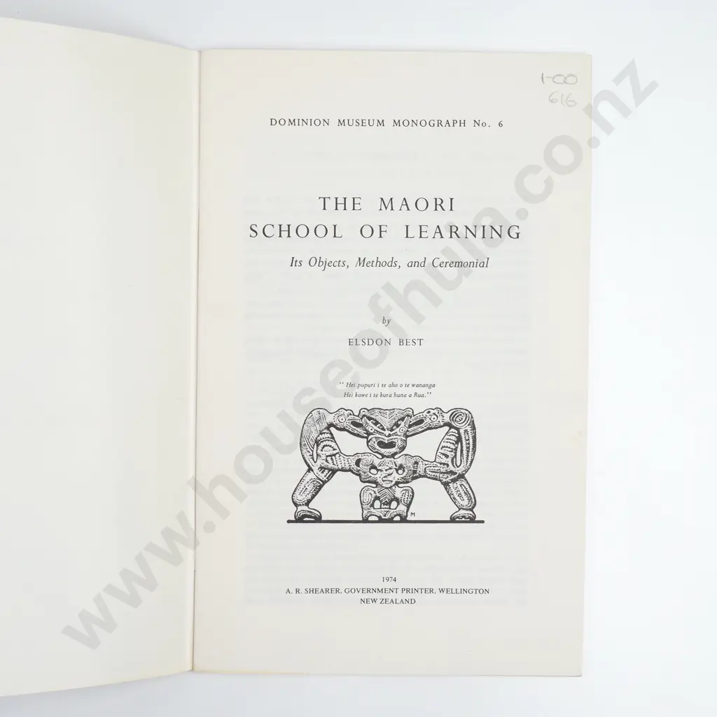 Elsdon Best - ' The Maori School of Learning' Image 1++