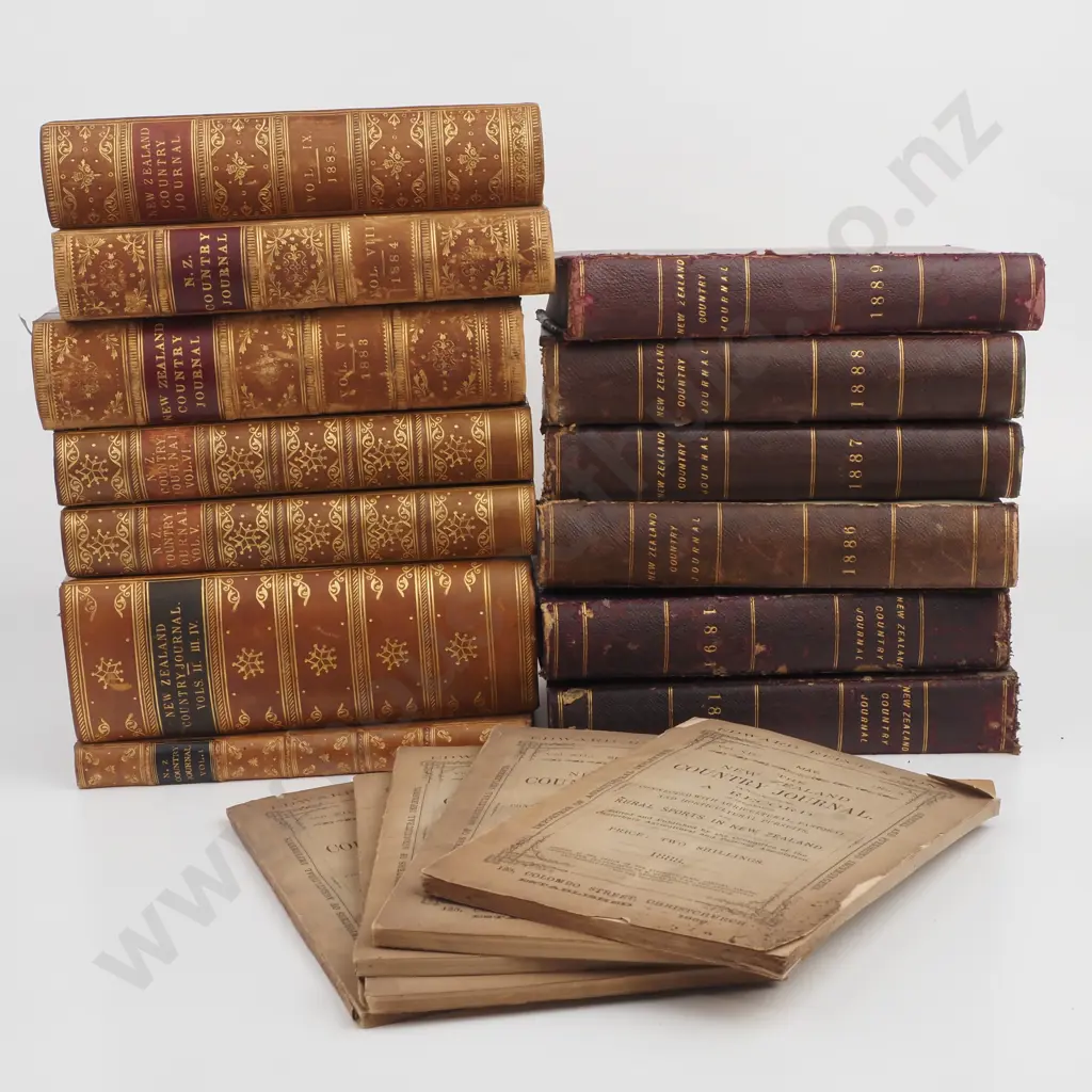 Thirteen Leather Bound Copies of New Zealand Country Journal from 1877 - 1891 Image 1++