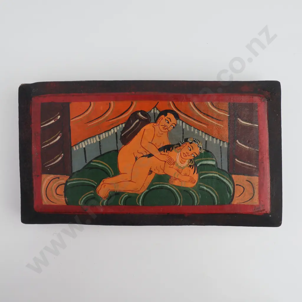 Vintage Tibetan Manuscript Folded In Traditional Concertina Style book with a Sequence of Erotic Couple Illustrations Image 1++