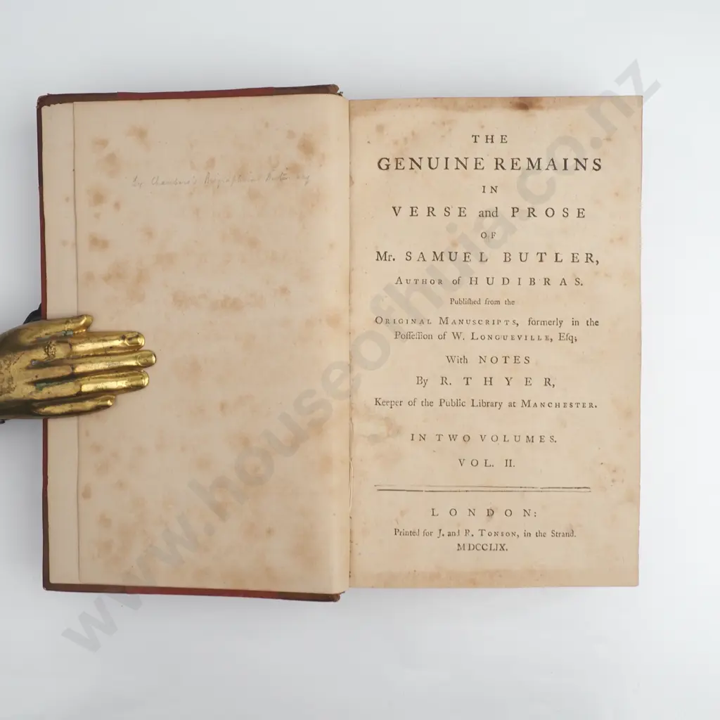 Butler's Works Volume 2: The Genuine Remains Image 1++