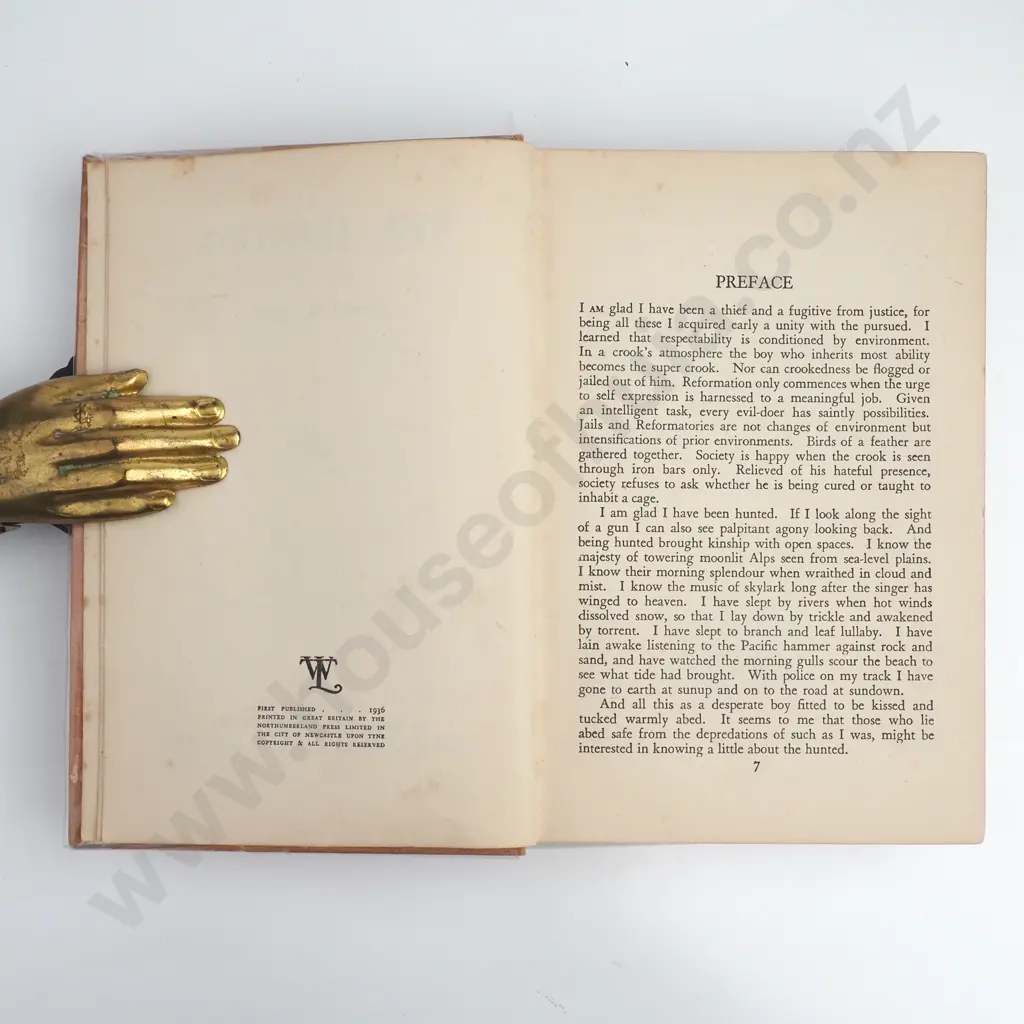 Lee, John A.; The Hunted, Published T. Werner Laurie, 1936. & Satchell, William; The Greenstone Door, Published Whitcombe and Tombs, Reprinted 1936. Image 1++