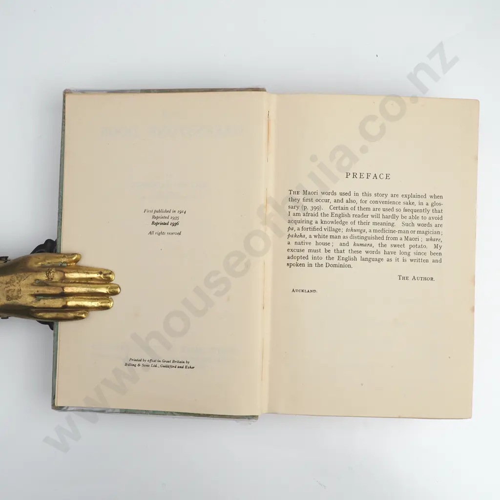 Lee, John A.; The Hunted, Published T. Werner Laurie, 1936. & Satchell, William; The Greenstone Door, Published Whitcombe and Tombs, Reprinted 1936. Image 1++