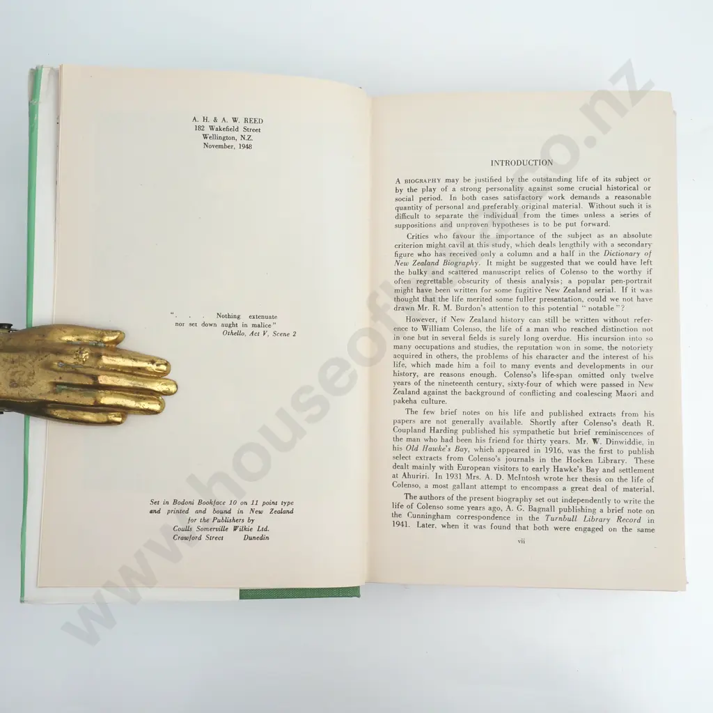 A.G. Bagnell & G.C. Petersen - William Colenso- 1st Edition, 1948 Image 1++