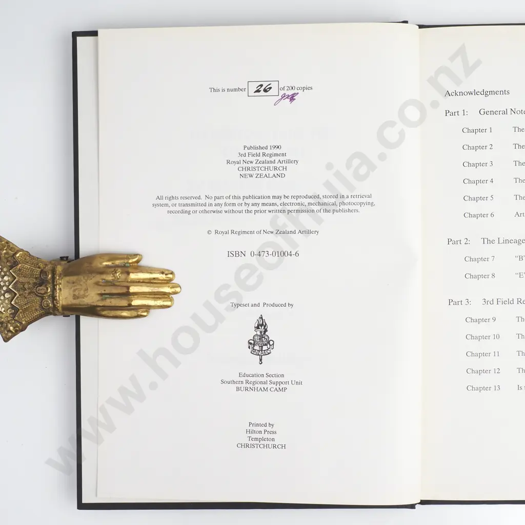 Rayward, Christine; The Distinguished History of 3rd Field Regiment, Royal New Zealand Artillery, 1940-1990. Image 1++