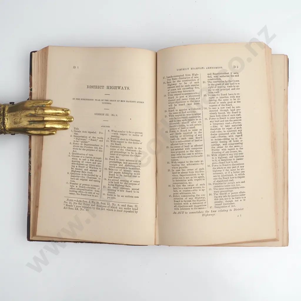 Acts of the Province of Wellington, Published Wellington Provincial Council, 1865. Image 1++