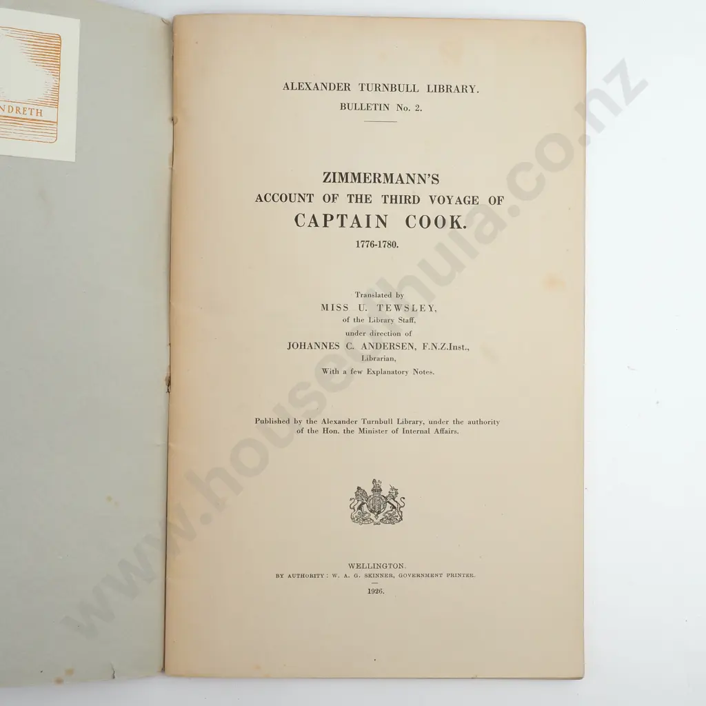 Alexander Turnbull Library Bulletin No. 2. Image 1++