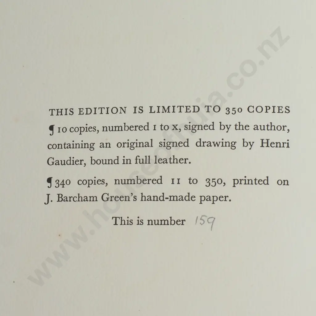 EDE. H.S - A Life of Gauier - Brzeska, William Heinmann Ltd, 1930, Number 159 of 350 Copies Image 1++