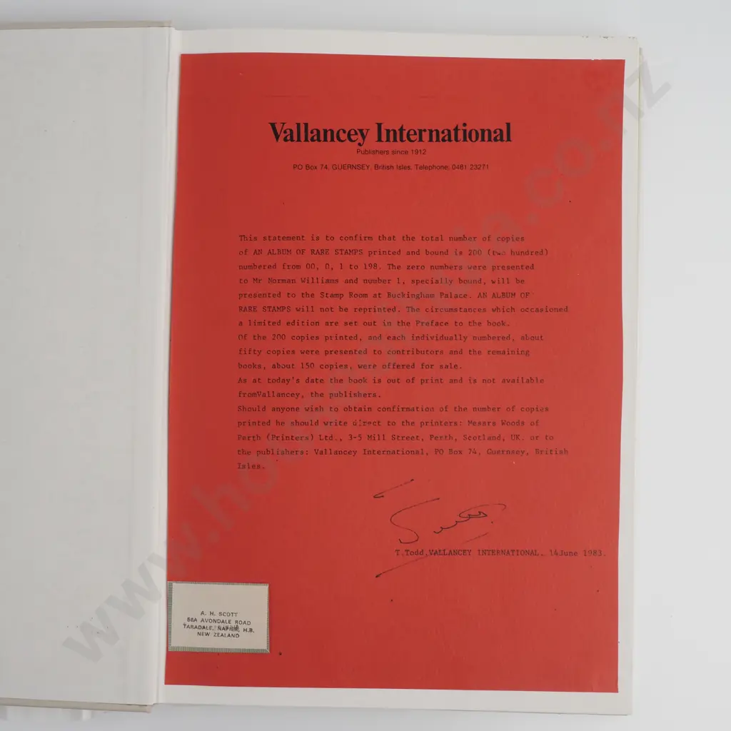 T.Todd - An Album Of Rare Stamps, LE 167/200 Image 1++