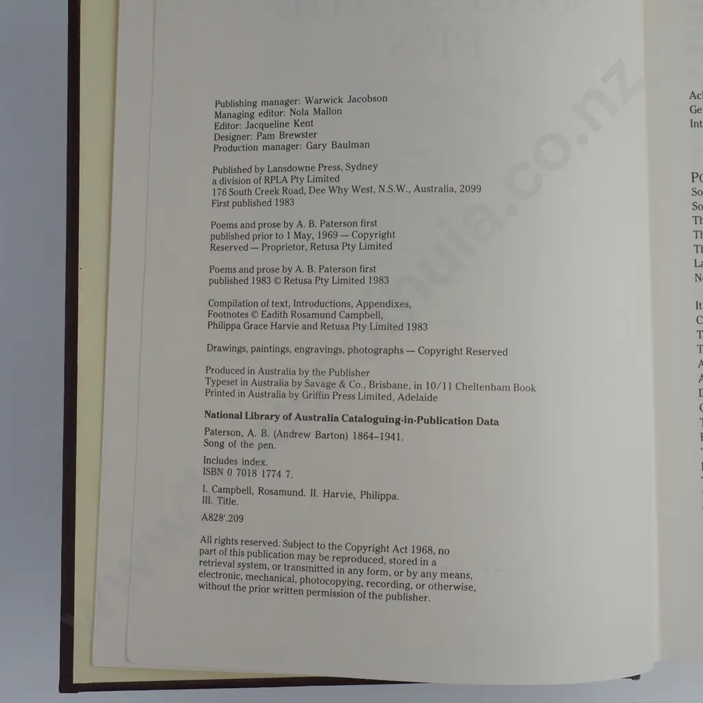 Paterson, A. B. 'Banjo'; Songs of the Pen [Complete Works, 1901-1941] Image 1++