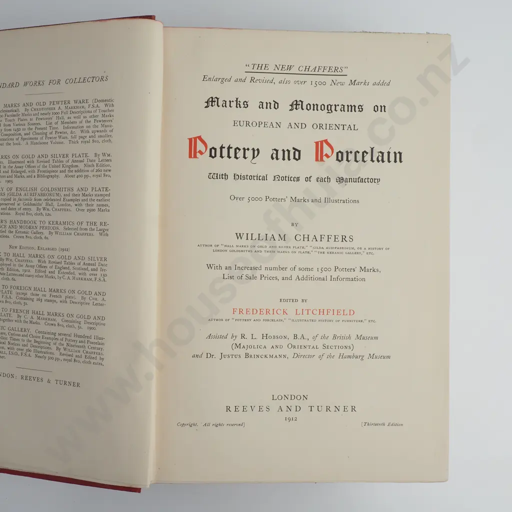 The New Chaffers Marks & Monograms on Pottery & Porcelain, A Comprehensive Reference Guide for Identifying Ceramic Marks Image 1++