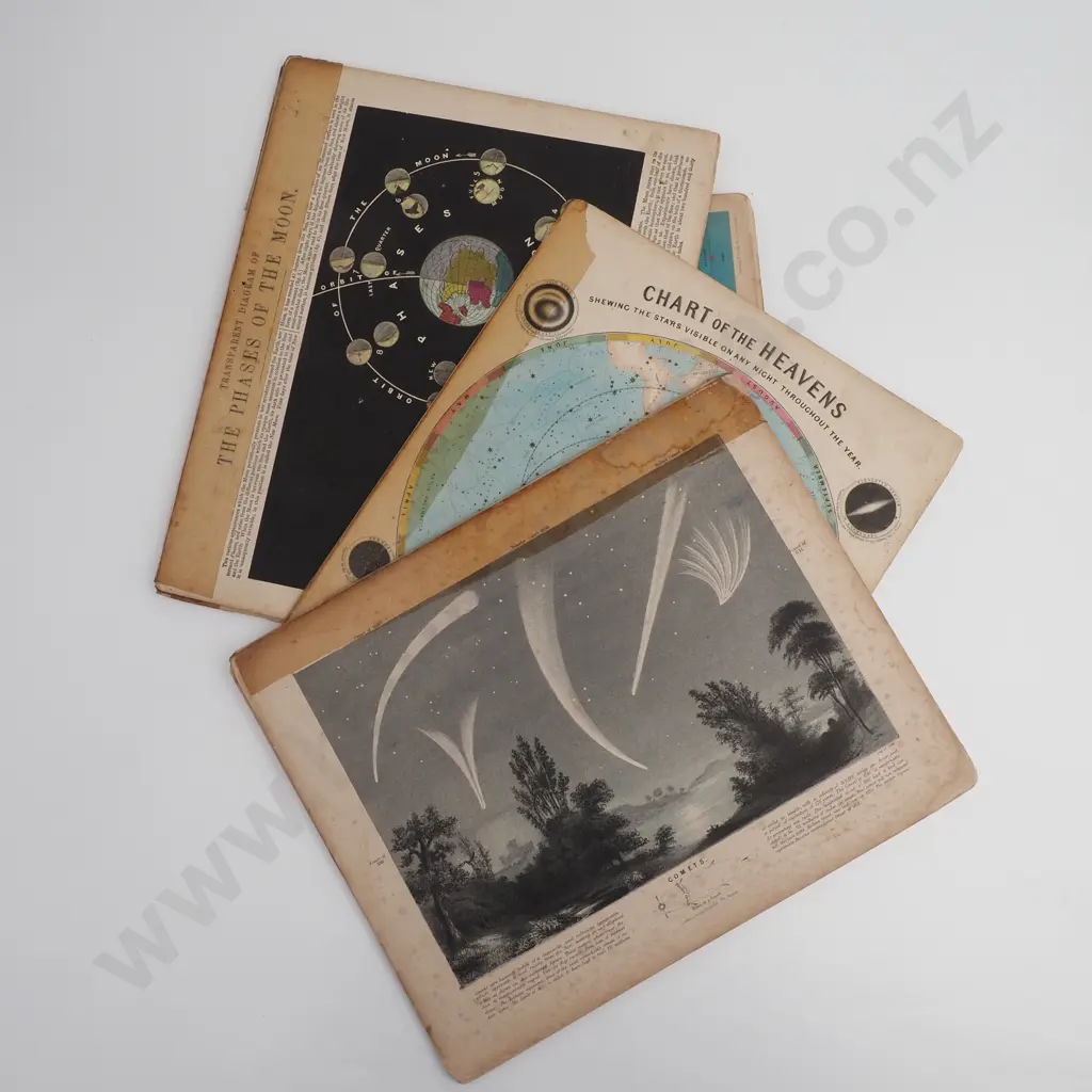 10 Victorian Astronomical Information Cards c.1840s-1870 Image 1++