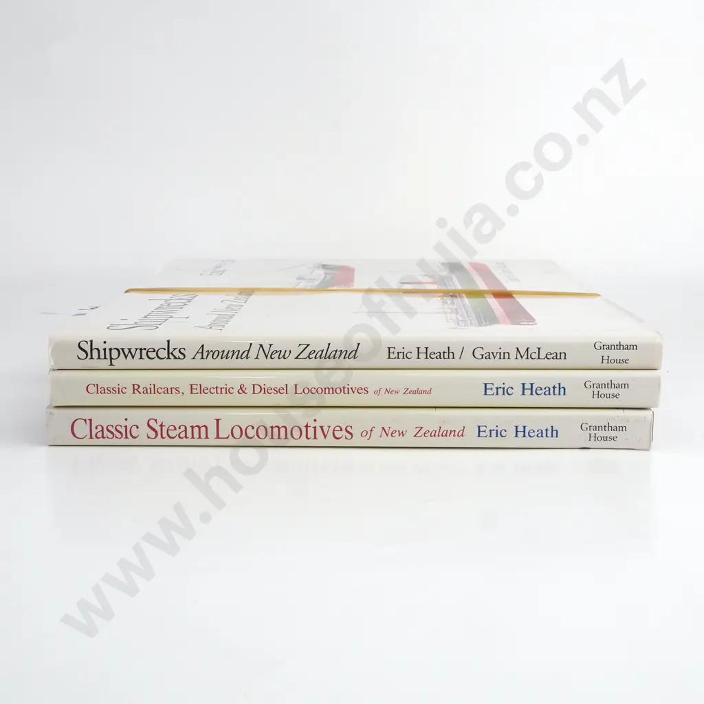 Two Volumes Classic Railcars, Electric & Diesel Locomotives of NZ & Shipwrecks Around NZ by Eric Heath Image 1++