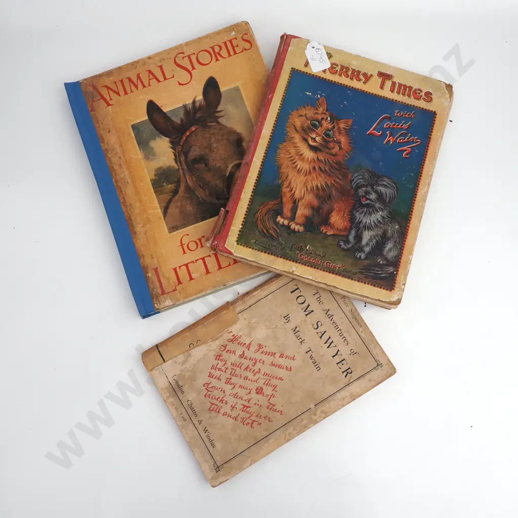 Collection of Three Vintage Children's Books: The Adventures of Tom Sawyer, Animal Stories & Merry Times Image 1++