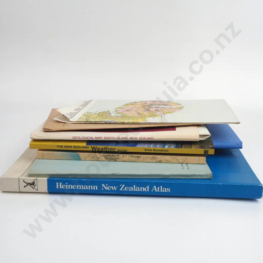 Assortment of New Zealand Maps, Books on Mapping, Weather & Atlases Image 1++