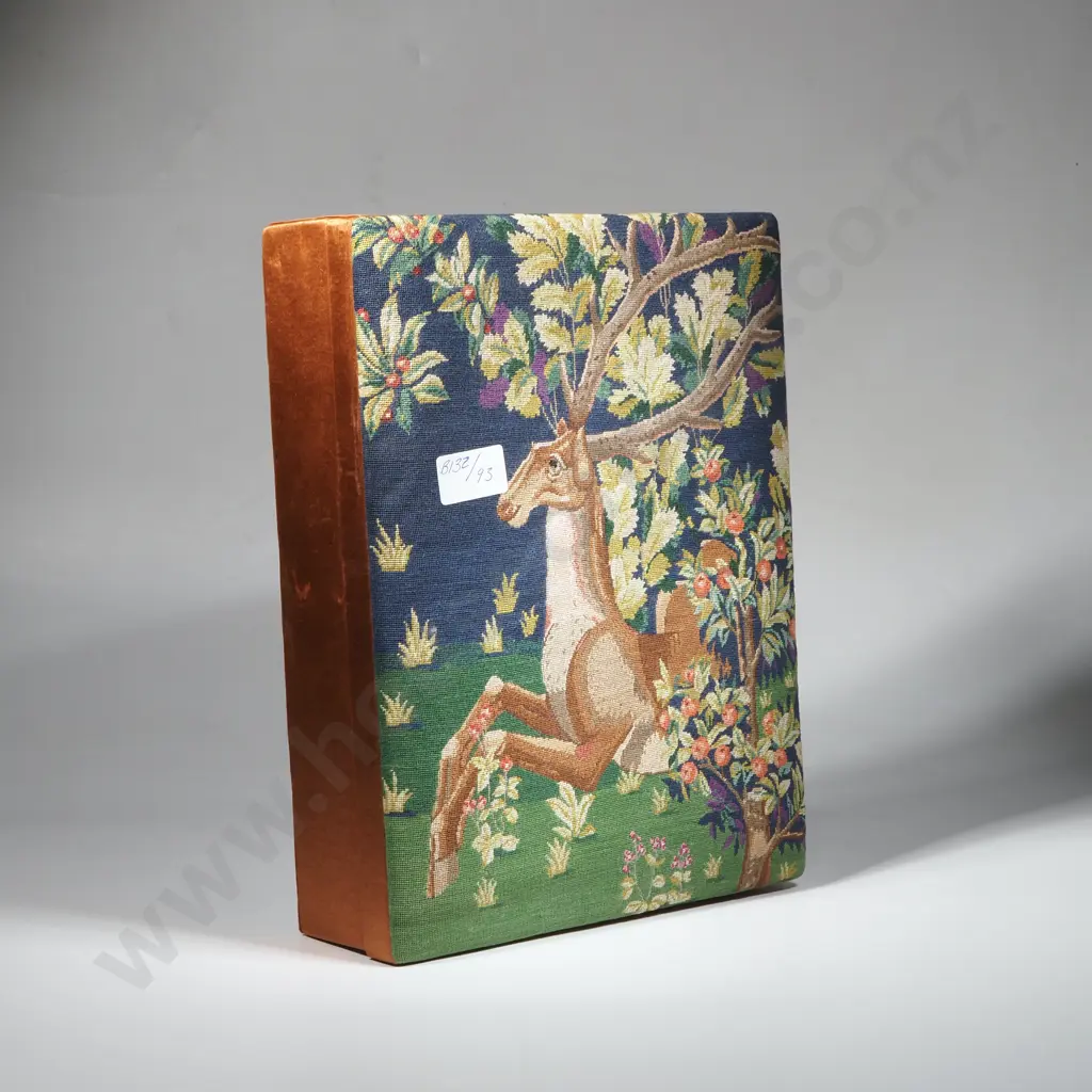 Vintage Aubusson Style Jacquard Tapestry Lidded Box Image 1++
