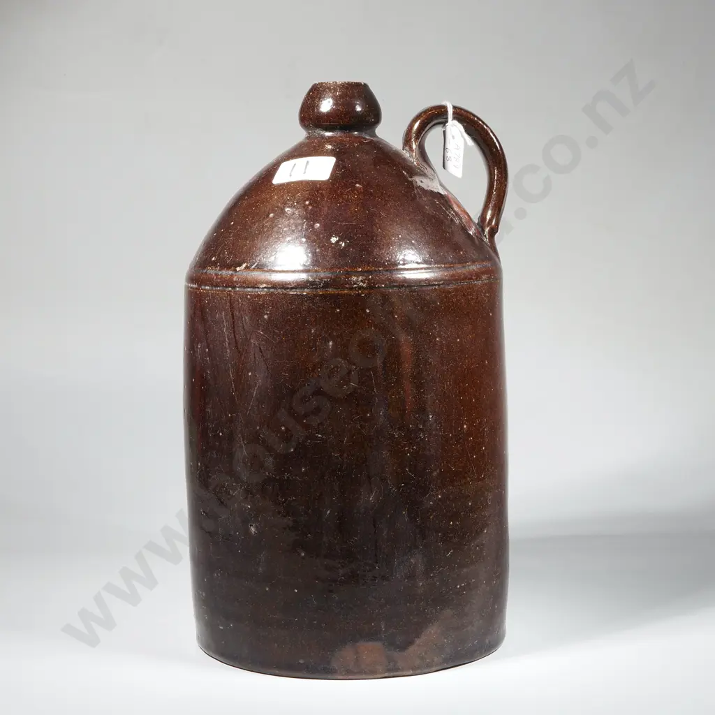 Brown Stoneware Jug w/ Handle Image 1++