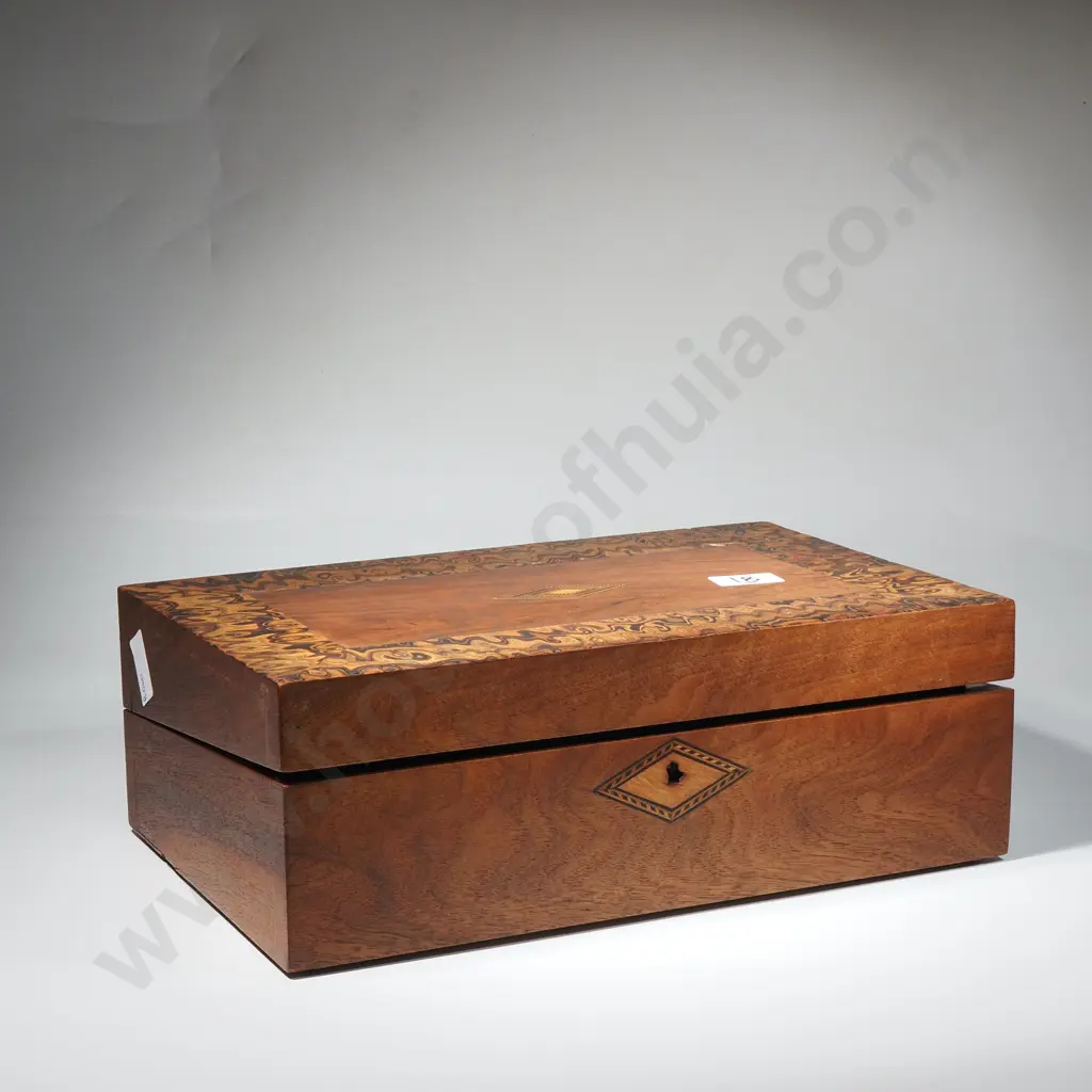 Antique Writing Box W Marquetry Inlay Image 1++