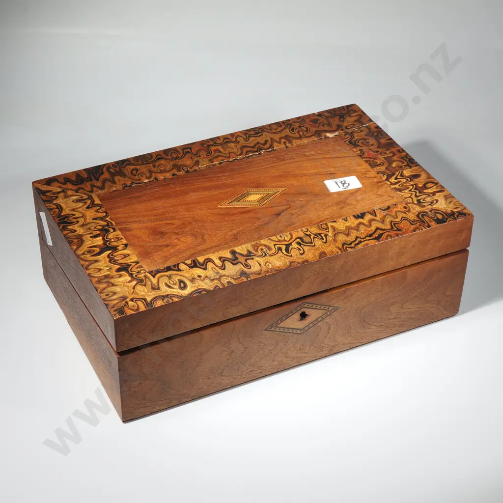 Antique Writing Box W Marquetry Inlay Image 1++