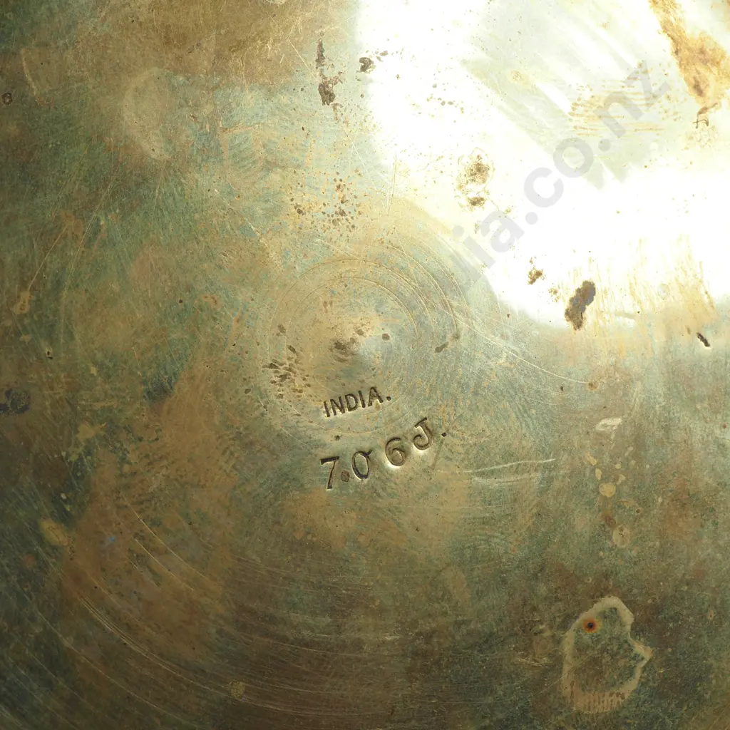 Brass Flower Frog with Etched Floral Leaf Pattern Image 1++