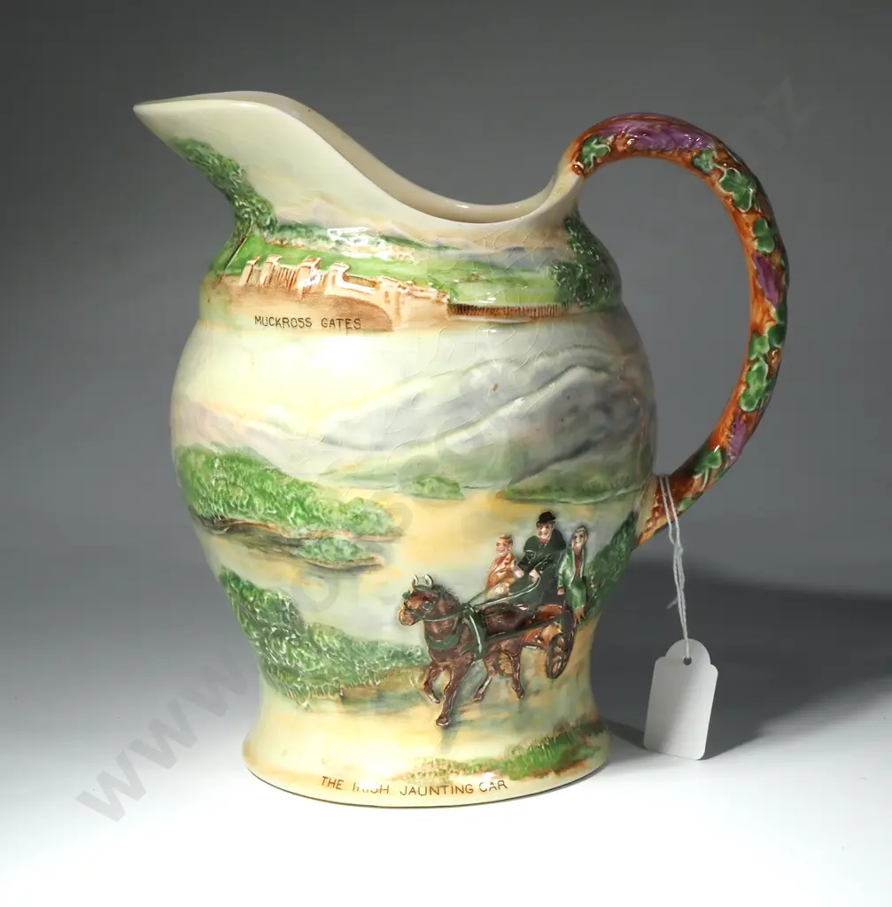 Vintage Crown Devon Fielding's Killarney Irish Musical Jug Muckross Gates Image 1++