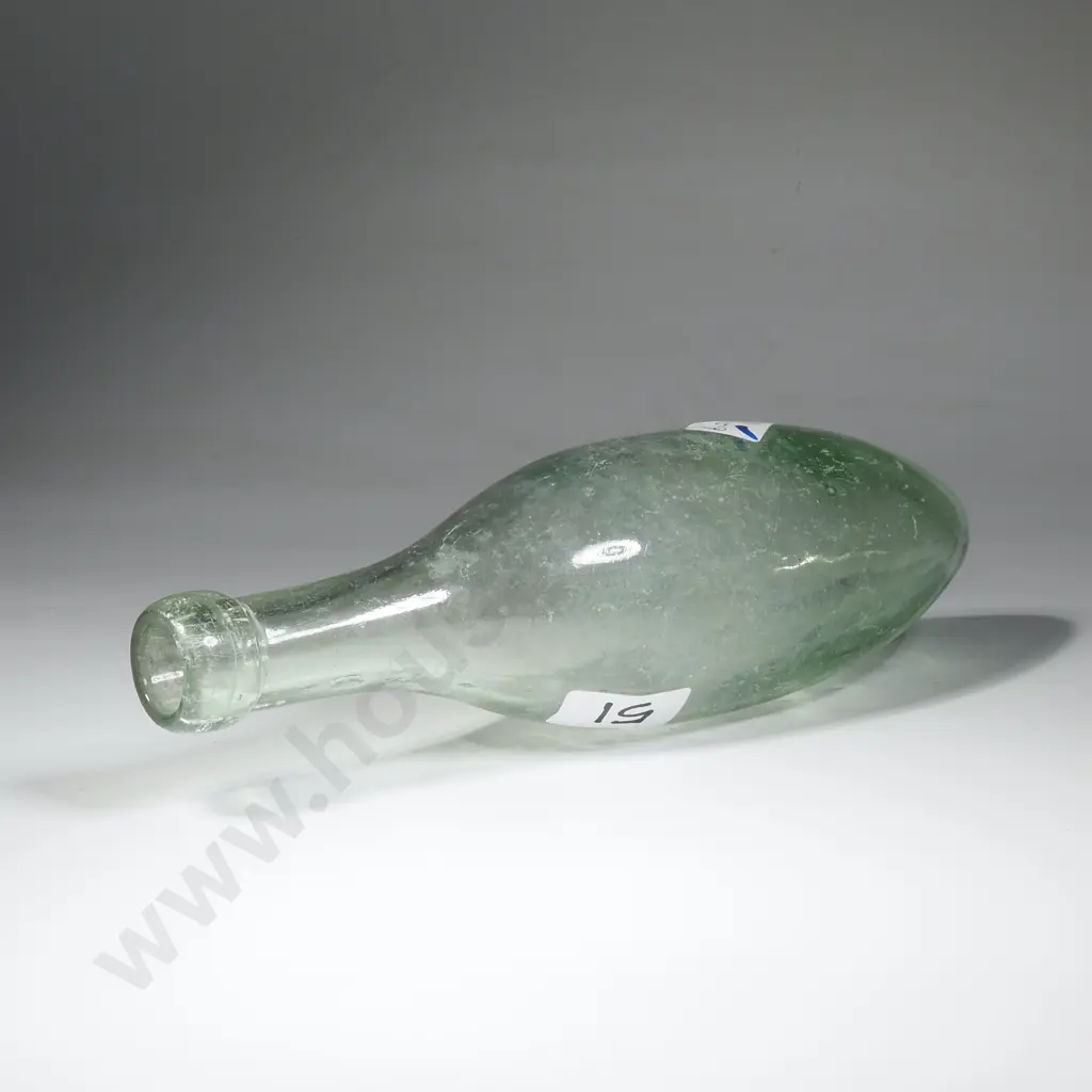 Antique Green Torpedo Glass Bottle Image 1++