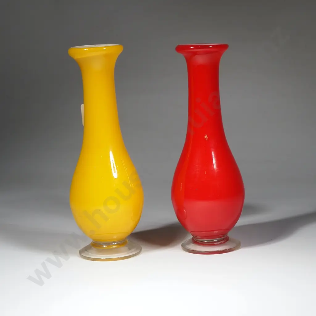 Vintage Cased Red & Yellow Glass Vases Image 1++