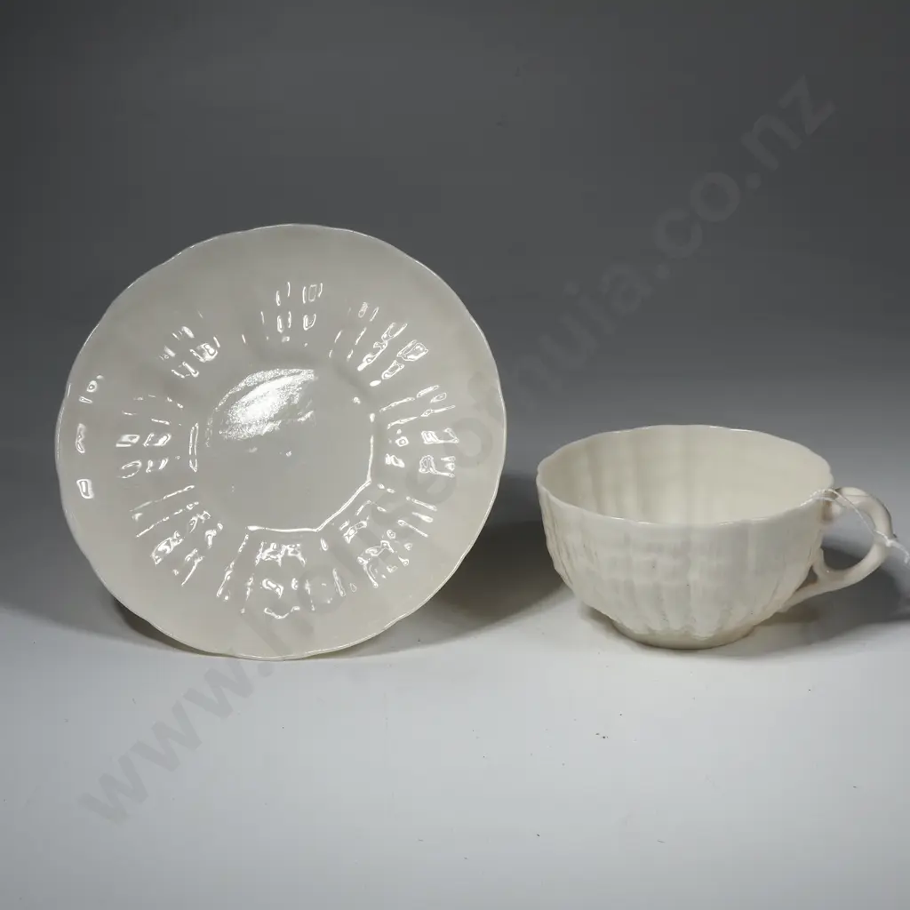 Irish Black Mark Belleek Cup & Saucer Image 1++
