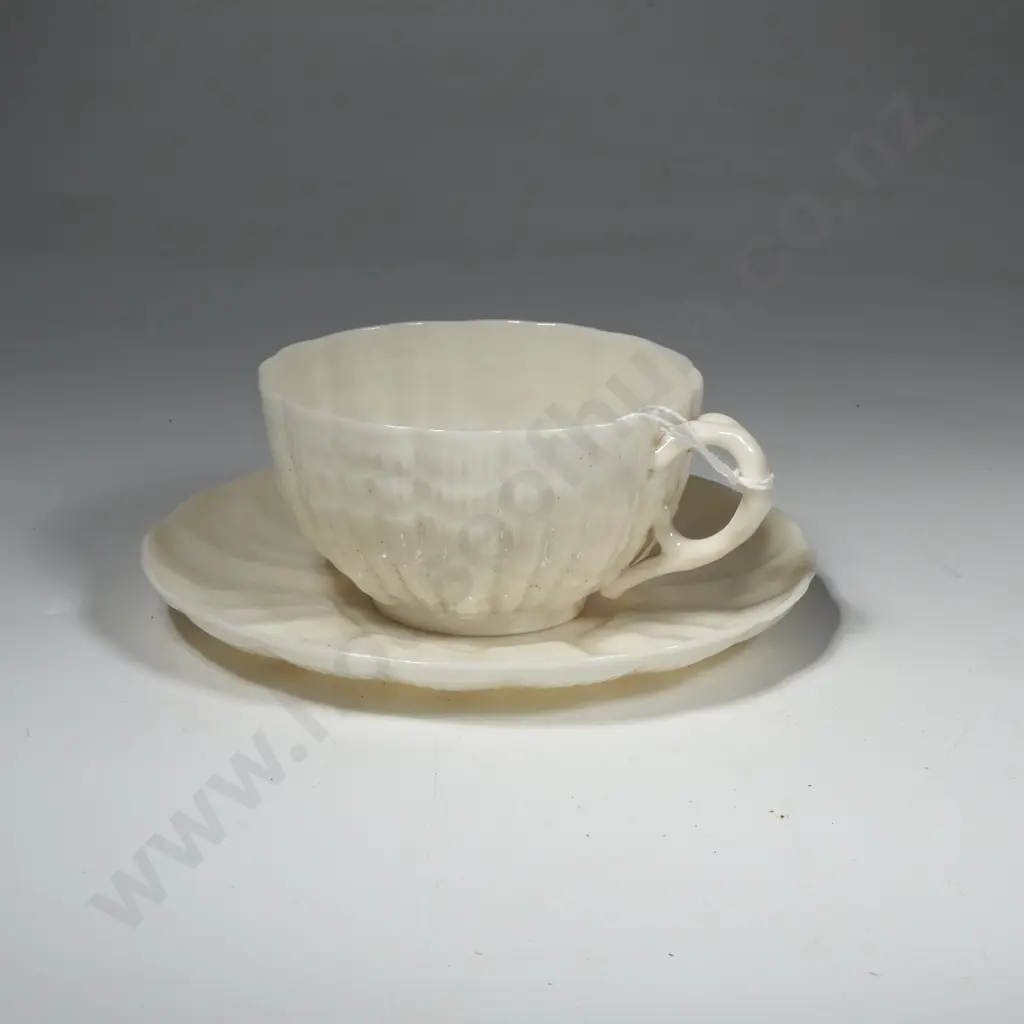 Irish Black Mark Belleek Cup & Saucer Image 1++